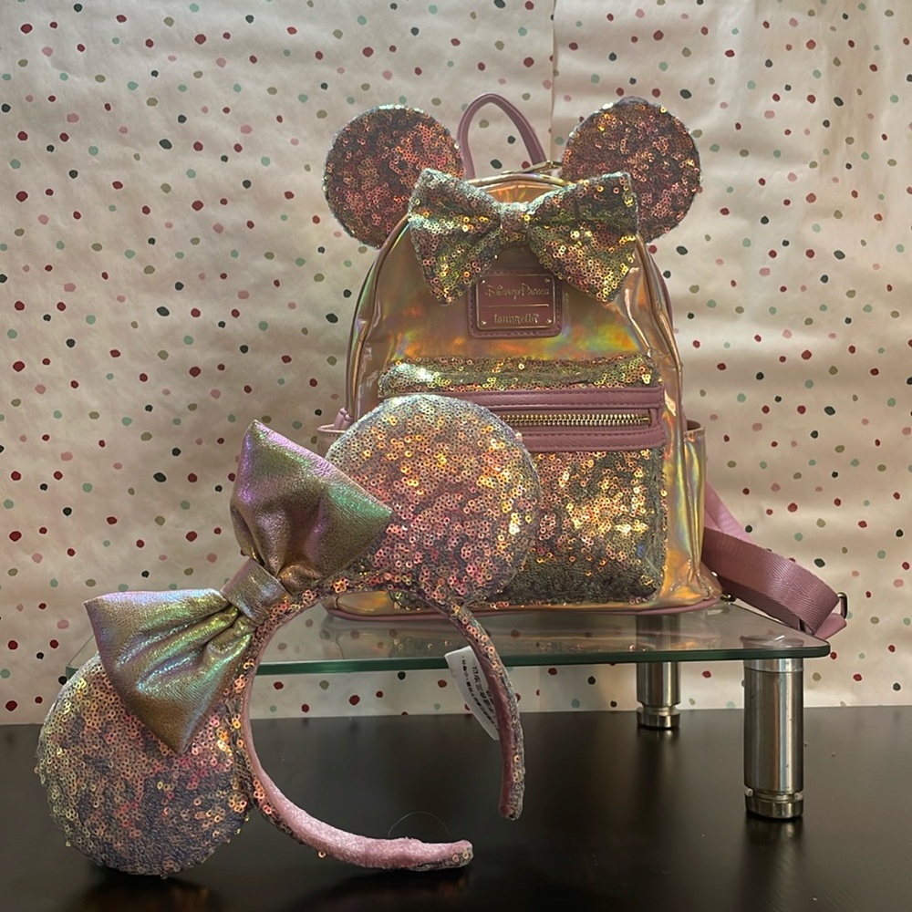 Disney Parks x Loungefly WDW 50th Anniversary EARidescent Backpack and Ears Set